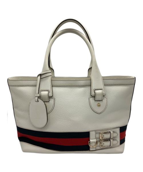 GUCCI（グッチ）GUCCI (グッチ) レザートートバッグ ホワイトの古着・服飾アイテム