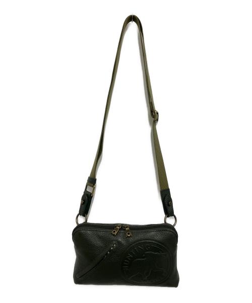 HUNTING WORLD（ハンティングワールド）HUNTING WORLD (ハンティングワールド) レザーショルダーバッグ グリーンの古着・服飾アイテム