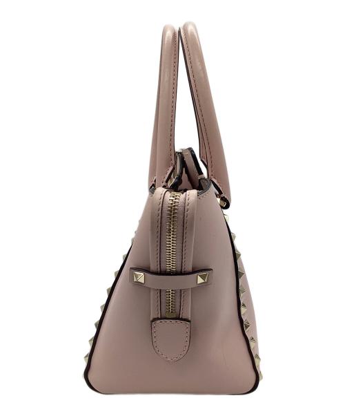 VALENTINO（ヴァレンティノ）VALENTINO (ヴァレンティノ) ロックスタッズ2WAYバッグ ピンク×ゴールドの古着・服飾アイテム