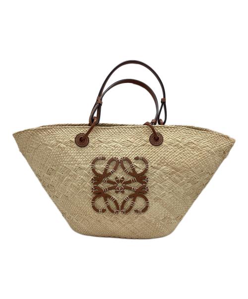 LOEWE（ロエベ）LOEWE (ロエベ) アナグラムバスケットバッグ スモール ナチュラル×ブラウンの古着・服飾アイテム