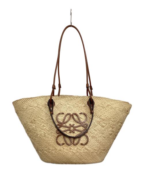 LOEWE（ロエベ）LOEWE (ロエベ) アナグラムバスケットバッグ スモール ナチュラル×ブラウンの古着・服飾アイテム