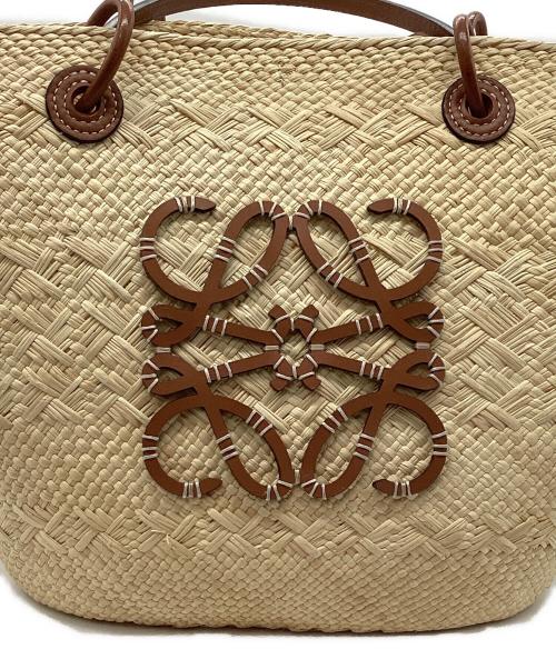 LOEWE（ロエベ）LOEWE (ロエベ) アナグラムバスケットバッグ スモール ナチュラル×ブラウンの古着・服飾アイテム