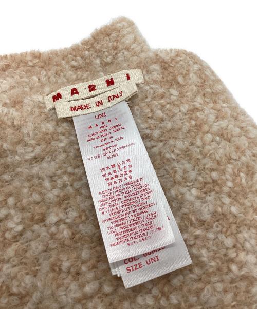 MARNI（マルニ）MARNI (マルニ) ブークレ織り フリンジ ロゴマフラー ベージュの古着・服飾アイテム