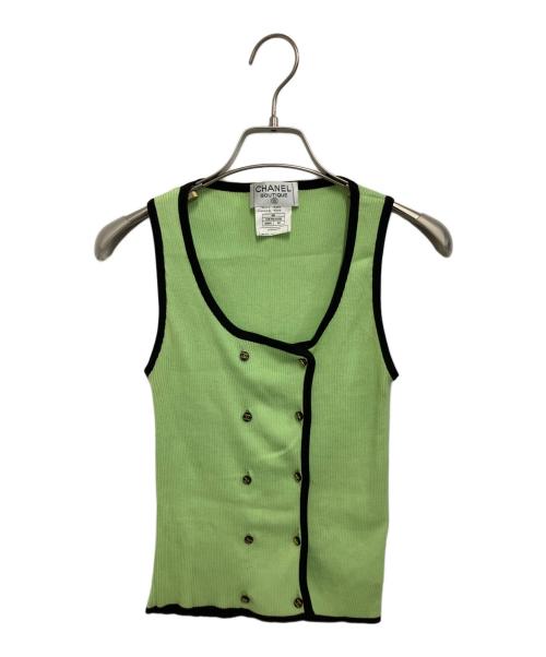 CHANEL（シャネル）CHANEL (シャネル) ノースリーブニット 黄緑 サイズ:Lの古着・服飾アイテム