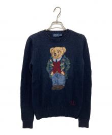 POLO RALPH LAUREN（ポロ・ラルフローレン）の古着「ダッフルポロベアニット」｜ネイビー