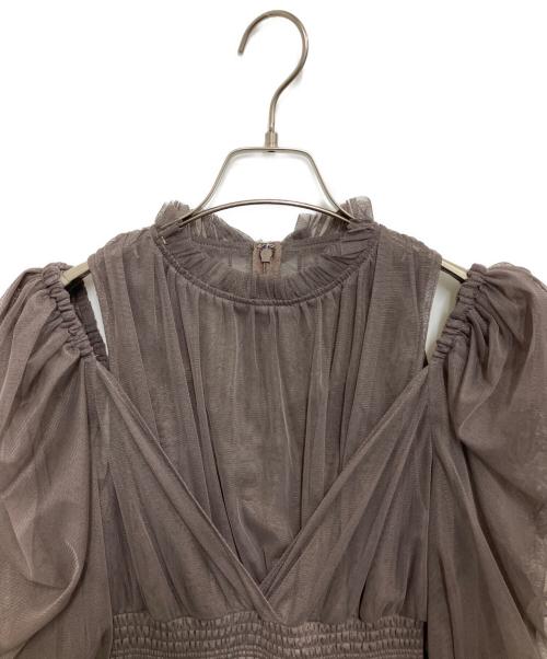 Snidel（スナイデル）Snidel (スナイデル) Sustainaチュールボリュームドレス ブラウン サイズ:Sの古着・服飾アイテム