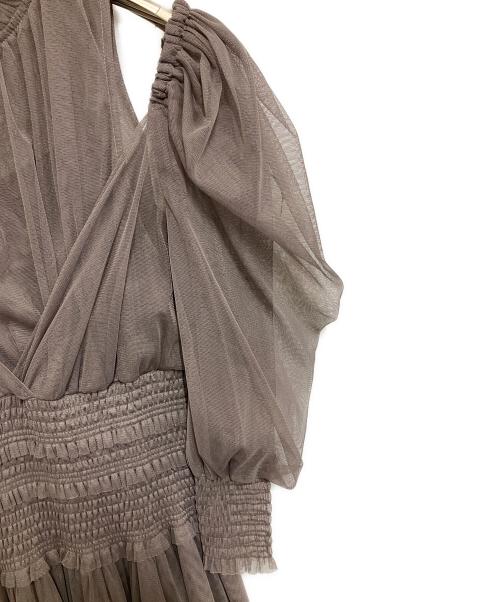 Snidel（スナイデル）Snidel (スナイデル) Sustainaチュールボリュームドレス ブラウン サイズ:Sの古着・服飾アイテム