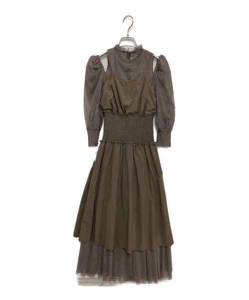 Snidel（スナイデル）Snidel (スナイデル) Sustainaチュールボリュームドレス ブラウン サイズ:Sの古着・服飾アイテム