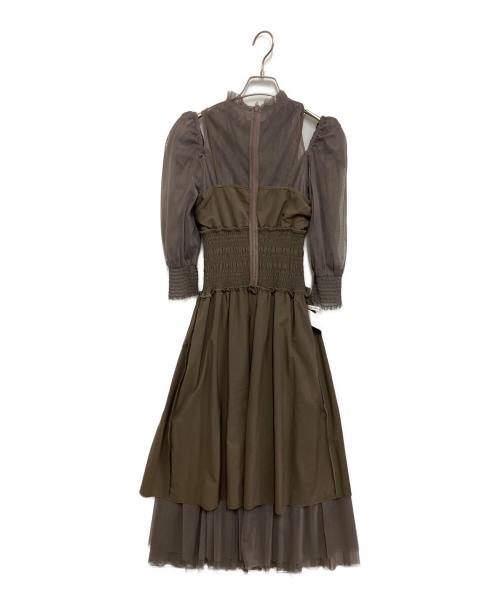 Snidel（スナイデル）Snidel (スナイデル) Sustainaチュールボリュームドレス ブラウン サイズ:Sの古着・服飾アイテム