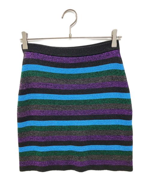 MIU MIU（ミュウミュウ）MIU MIU (ミュウミュウ) Mini skirt ブラック×ブルー×パープル サイズ:Lの古着・服飾アイテム