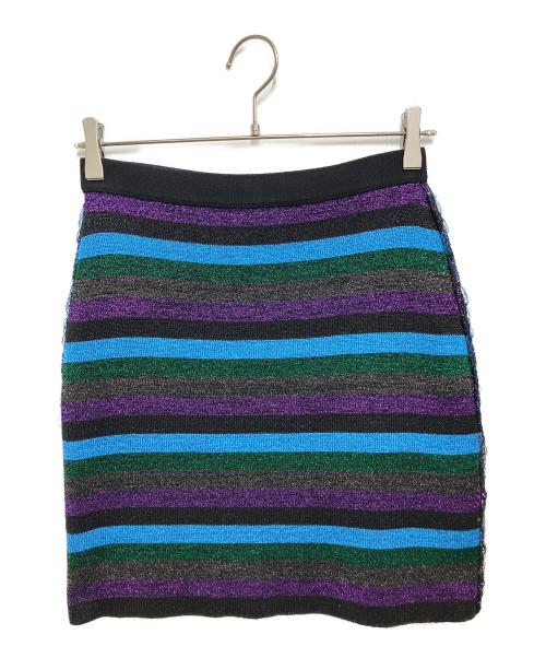 MIU MIU（ミュウミュウ）MIU MIU (ミュウミュウ) Mini skirt ブラック×ブルー×パープル サイズ:Lの古着・服飾アイテム