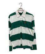 amiアミ）の古着「de Coeur Striped Polo Shirt」｜ホワイト×グリーン
