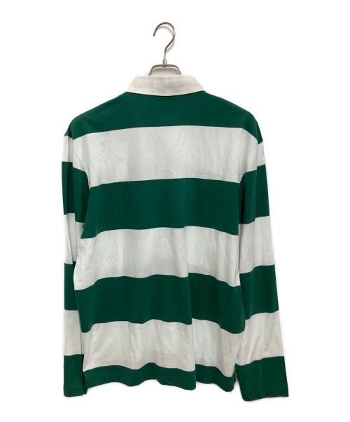 ami（アミ）ami (アミ) de Coeur Striped Polo Shirt ホワイト×グリーン サイズ:L 未使用品の古着・服飾アイテム