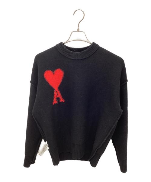 ami（アミ）ami (アミ) Ami De Coeur クルーネック セーター ブラック サイズ:XSの古着・服飾アイテム