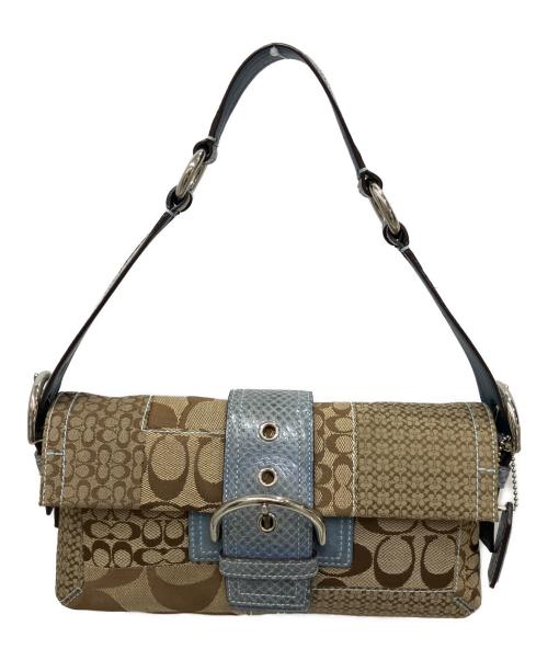COACH（コーチ）COACH (コーチ) ハンドバッグ ブルー×ベージュの古着・服飾アイテム