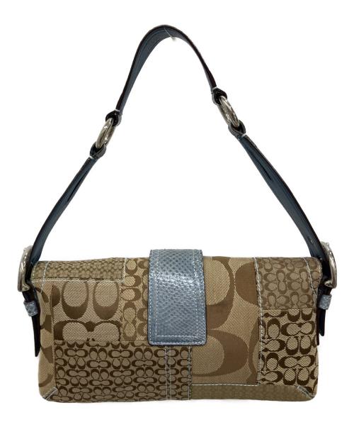 COACH（コーチ）COACH (コーチ) ハンドバッグ ブルー×ベージュの古着・服飾アイテム