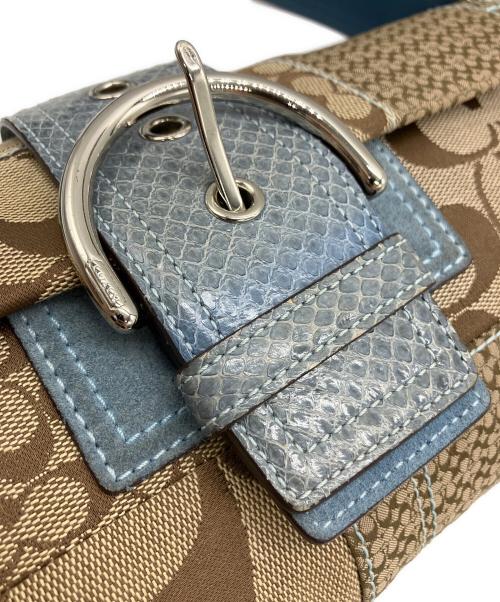 COACH（コーチ）COACH (コーチ) ハンドバッグ ブルー×ベージュの古着・服飾アイテム