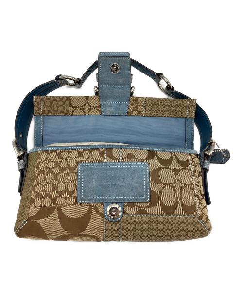 COACH（コーチ）COACH (コーチ) ハンドバッグ ブルー×ベージュの古着・服飾アイテム