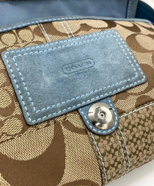 COACH（コーチ）COACH (コーチ) ハンドバッグ ブルー×ベージュの古着・服飾アイテム
