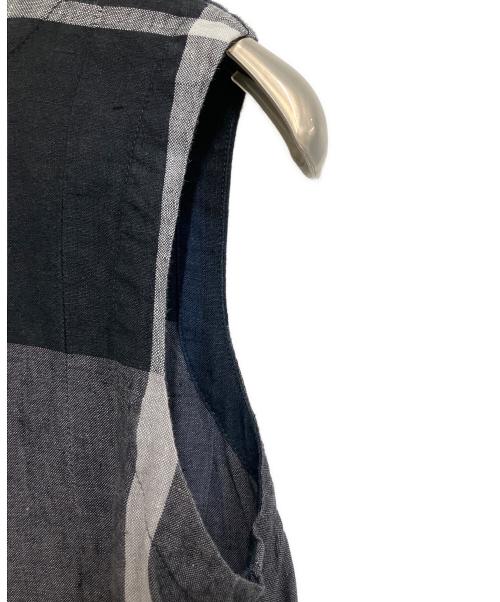 BEARDSLEY（ビアズリー）BEARDSLEY (ビアズリー) リネンビッグチェックタックワンピース ネイビー サイズ:Sの古着・服飾アイテム