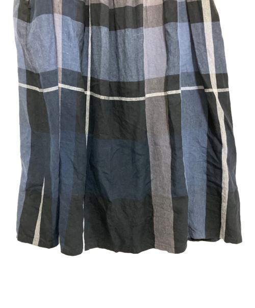 BEARDSLEY（ビアズリー）BEARDSLEY (ビアズリー) リネンビッグチェックタックワンピース ネイビー サイズ:Sの古着・服飾アイテム