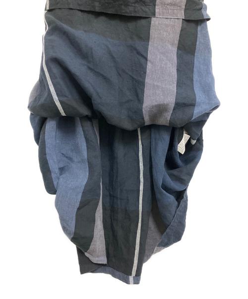 BEARDSLEY（ビアズリー）BEARDSLEY (ビアズリー) リネンビッグチェックタックワンピース ネイビー サイズ:Sの古着・服飾アイテム