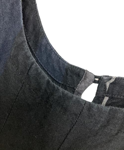 BEARDSLEY（ビアズリー）BEARDSLEY (ビアズリー) リネンビッグチェックタックワンピース ネイビー サイズ:Sの古着・服飾アイテム