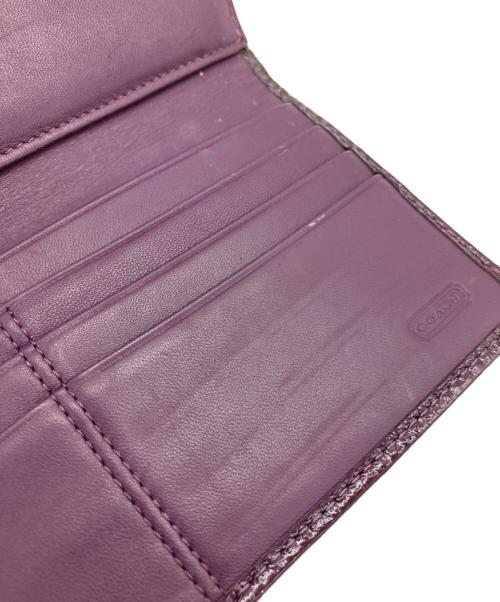 COACH（コーチ）COACH (コーチ) 3つ折り長財布 パープルの古着・服飾アイテム