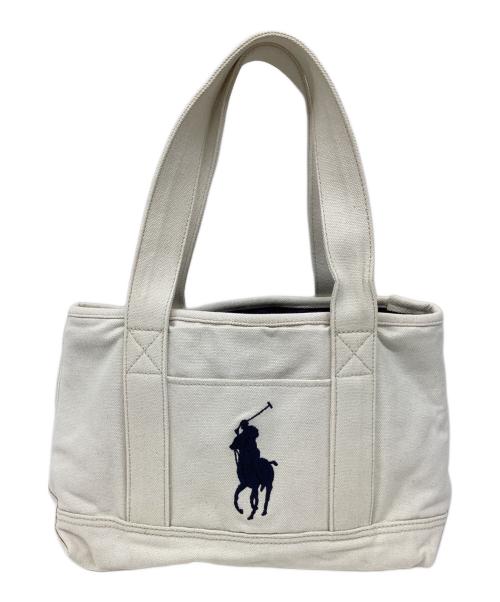 POLO RALPH LAUREN（ポロ・ラルフローレン）POLO RALPH LAUREN (ポロ・ラルフローレン) キャンバストートバッグ ホワイトの古着・服飾アイテム