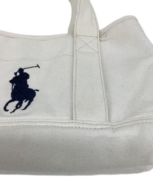 POLO RALPH LAUREN（ポロ・ラルフローレン）POLO RALPH LAUREN (ポロ・ラルフローレン) キャンバストートバッグ ホワイトの古着・服飾アイテム