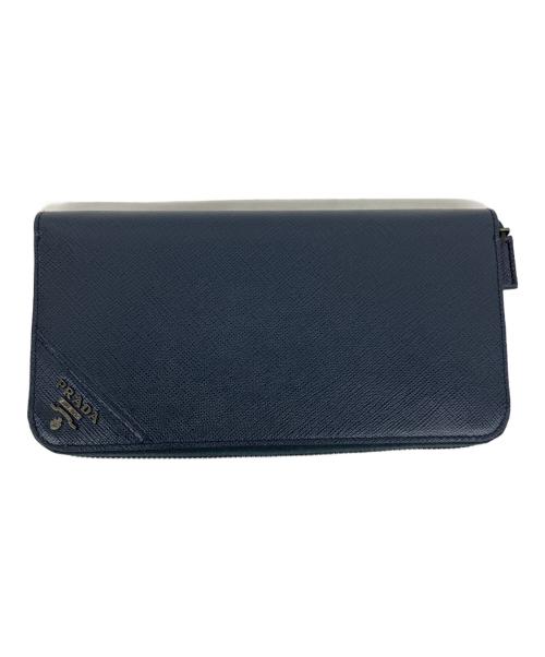 PRADA（プラダ）PRADA (プラダ) ラウンドファスナー財布 ネイビーの古着・服飾アイテム