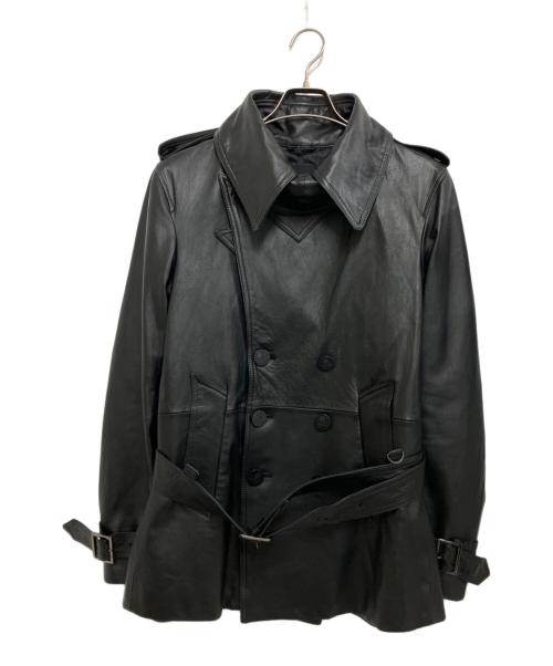 Roen（ロエン）Roen (ロエン) SEMANTIC DESIGN (セマンティックデザイン) ラムレザーミドルトレンチ ブラック サイズ:Mの古着・服飾アイテム