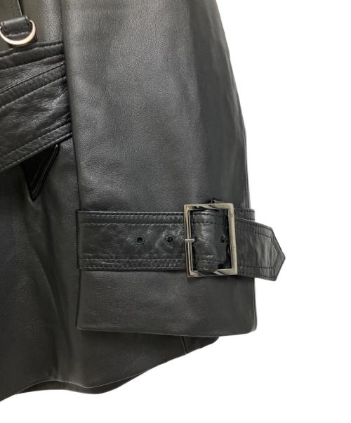 Roen（ロエン）Roen (ロエン) SEMANTIC DESIGN (セマンティックデザイン) ラムレザーミドルトレンチ ブラック サイズ:Mの古着・服飾アイテム