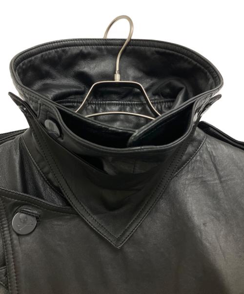 Roen（ロエン）Roen (ロエン) SEMANTIC DESIGN (セマンティックデザイン) ラムレザーミドルトレンチ ブラック サイズ:Mの古着・服飾アイテム