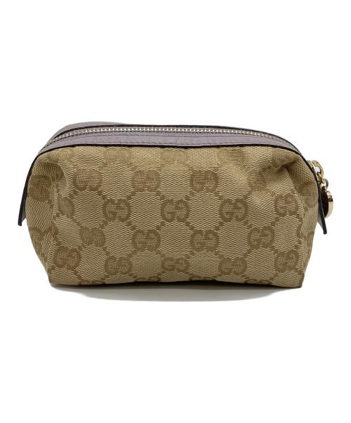 GUCCI（グッチ）GUCCI (グッチ) コスメポーチ ブラウン×パープルの古着・服飾アイテム