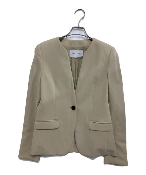 ESTNATION（エストネーション）ESTNATION (エストネーション) ノーカラージャケット ベージュ サイズ:M (38)の古着・服飾アイテム