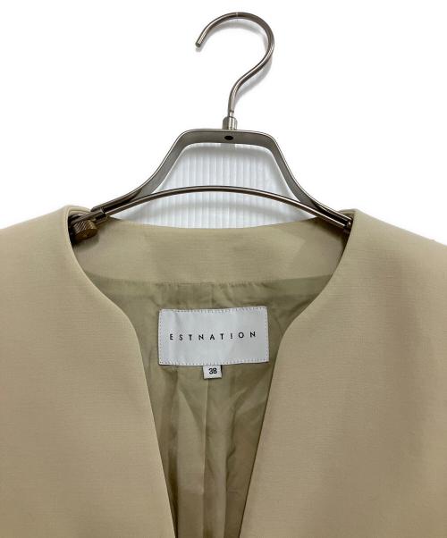ESTNATION（エストネーション）ESTNATION (エストネーション) ノーカラージャケット ベージュ サイズ:M (38)の古着・服飾アイテム