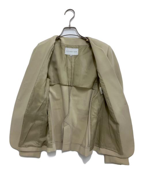 ESTNATION（エストネーション）ESTNATION (エストネーション) ノーカラージャケット ベージュ サイズ:M (38)の古着・服飾アイテム