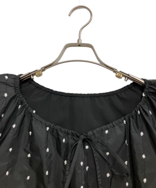 CLANE（クラネ）CLANE (クラネ) W FACE DOT SLEEVELESS RIBBON TOPS ブラック サイズ:1の古着・服飾アイテム