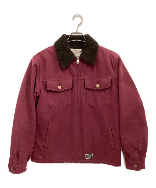 CALLEE（キャリー）CALLEE (キャリー) Canvas Boa Jacket ワインレッド サイズ:Mの古着・服飾アイテム