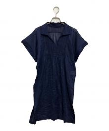 PLEATS PLEASE（プリーツプリーズ）の古着「半袖ワンピース」｜ブルー