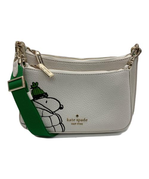 Kate Spade（ケイトスペード）Kate Spade (ケイトスペード) PEANUTS (ピーナッツ) スモール クロスボディ ホワイト×グリーンの古着・服飾アイテム