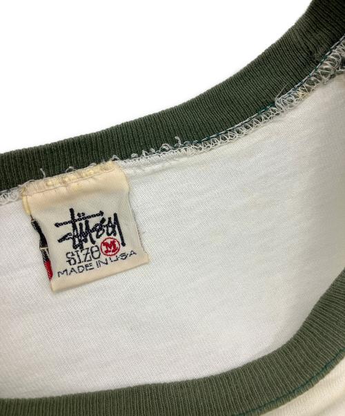 stussy（ステューシー）stussy (ステューシー) 90s長袖Tシャツ ホワイト×グリーン サイズ:Mの古着・服飾アイテム