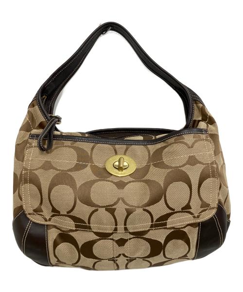 COACH（コーチ）COACH (コーチ) ワンショルダーバッグ ベージュ×ブラウンの古着・服飾アイテム