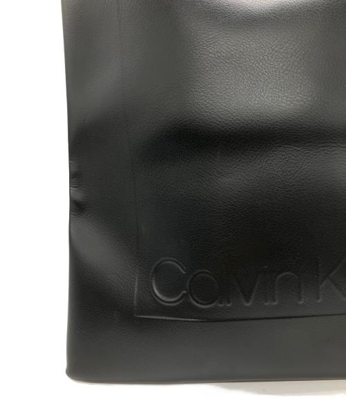 Calvin Klein（カルバンクライン）Calvin Klein (カルバンクライン) レザートートバッグ ブラックの古着・服飾アイテム