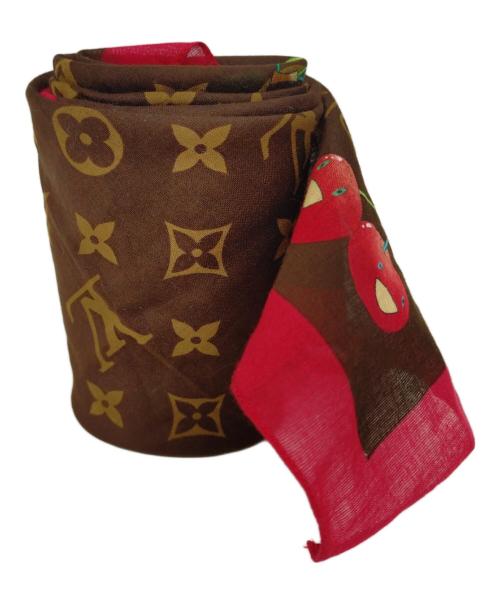LOUIS VUITTON（ルイ ヴィトン）LOUIS VUITTON (ルイ ヴィトン) スカーフ ブラウン×レッドの古着・服飾アイテム