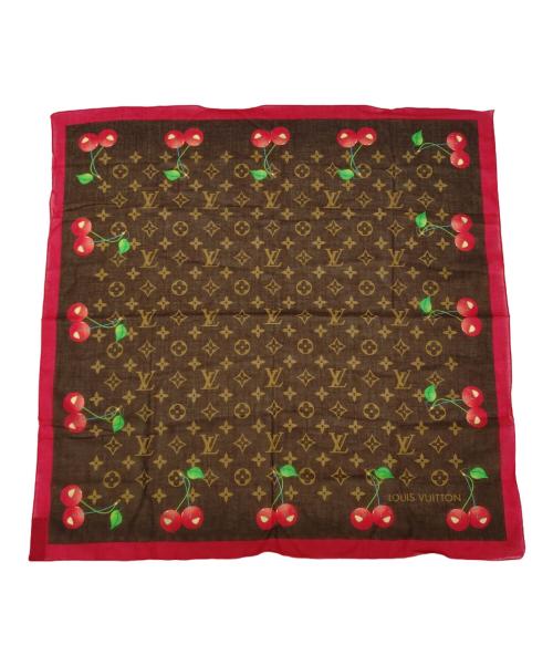 LOUIS VUITTON（ルイ ヴィトン）LOUIS VUITTON (ルイ ヴィトン) スカーフ ブラウン×レッドの古着・服飾アイテム