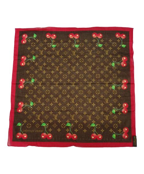 LOUIS VUITTON（ルイ ヴィトン）LOUIS VUITTON (ルイ ヴィトン) スカーフ ブラウン×レッドの古着・服飾アイテム