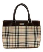 BURBERRYバーバリー）の古着「ノカチェックレザーハンドバッグ」｜アイボリー×ブラウン