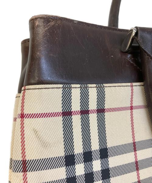 BURBERRY（バーバリー）BURBERRY (バーバリー) ノカチェックレザーハンドバッグ アイボリー×ブラウンの古着・服飾アイテム